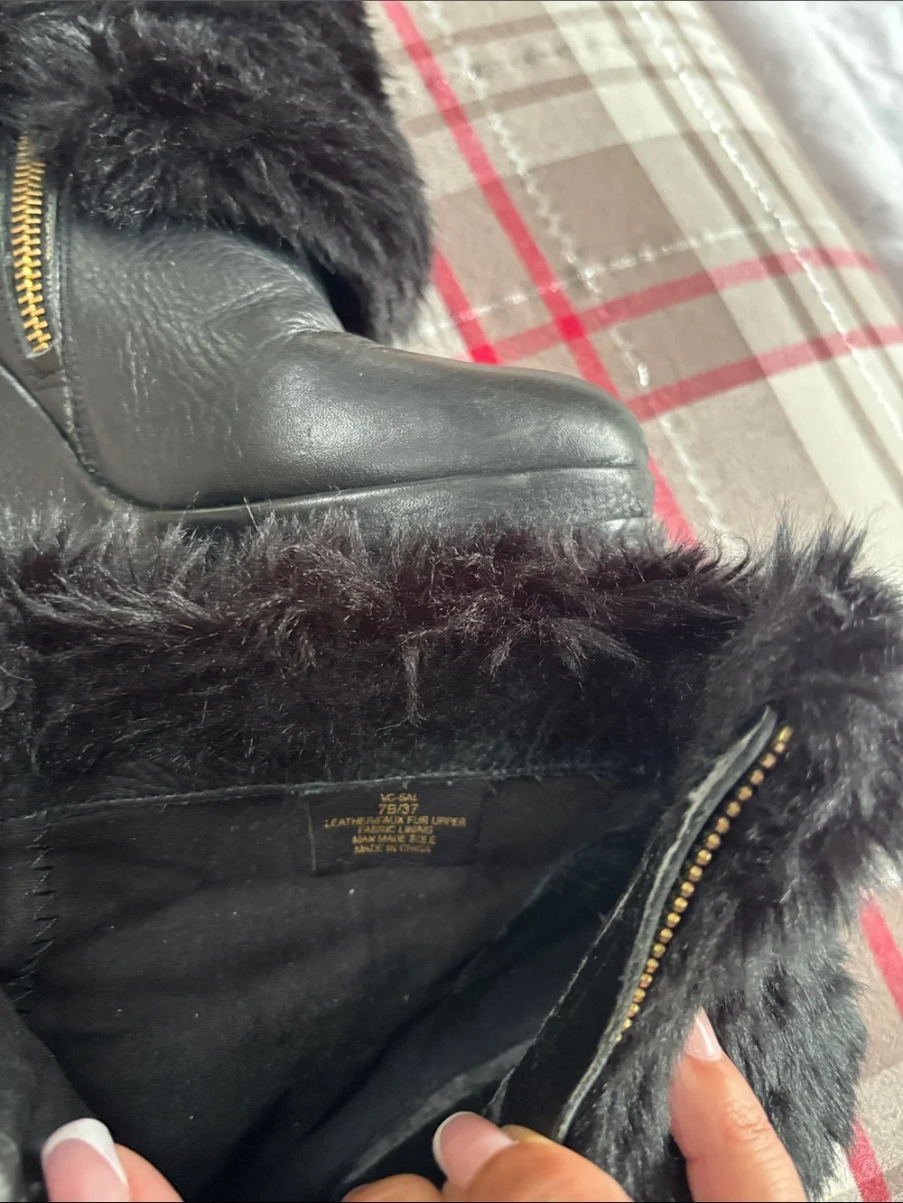 Vince Camuto Black Faux-Fur Mid-Calf Winter Boots